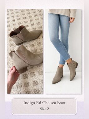 Indigo Rd Taupe Chelsea Boots Size 8 | Ankle Booties Low Heel Neutral Fall